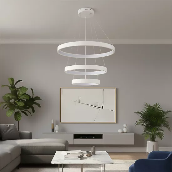 kelvo® NEMESIS KLV-101-0218 Κρεμαστό Φωτιστικό Οροφής LED 100W 10000lm 180° AC 220-240V IP20 Ρυθμιζόμενο Λευκό CCT με Χειριστήριο από 2700K έως 6000K Dimmable - Lumileds SMD Chip - Λευκό Ματ - Μ60 x Π60 x Υ60cm - 3 Χρόνια Εγγύηση