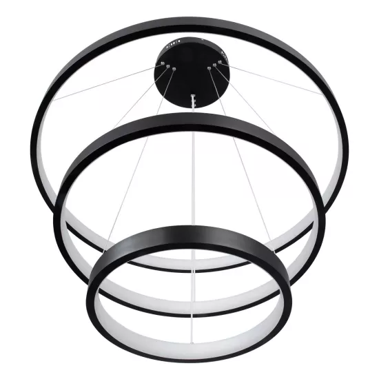 kelvo® NEMESIS KLV-101-0220 Κρεμαστό Φωτιστικό Οροφής LED 120W 12000lm 180° AC 220-240V IP20 Ρυθμιζόμενο Λευκό CCT με Χειριστήριο από 2700K έως 6000K Dimmable - Lumileds SMD Chip - Μαύρο Ματ - Μ80 x Π80 x Υ80cm - 3 Χρόνια Εγγύηση