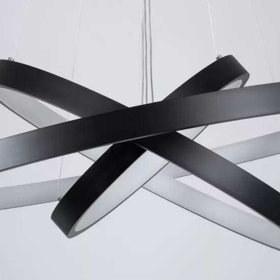 kelvo® NEMESIS KLV-101-0220 Κρεμαστό Φωτιστικό Οροφής LED 120W 12000lm 180° AC 220-240V IP20 Ρυθμιζόμενο Λευκό CCT με Χειριστήριο από 2700K έως 6000K Dimmable - Lumileds SMD Chip - Μαύρο Ματ - Μ80 x Π80 x Υ80cm - 3 Χρόνια Εγγύηση