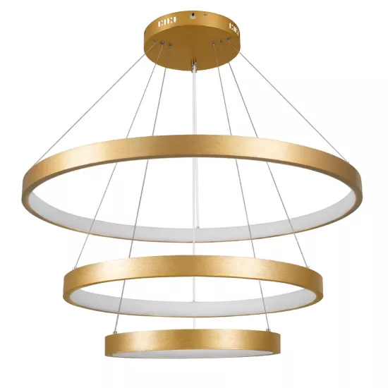 kelvo® NEMESIS KLV-101-0222 Κρεμαστό Φωτιστικό Οροφής LED 120W 12000lm 180° AC 220-240V IP20 Ρυθμιζόμενο Λευκό CCT με Χειριστήριο από 2700K έως 6000K Dimmable - Lumileds SMD Chip - Χρυσό Πλατίνα - Μ80 x Π80 x Υ80cm - 3 Χρόνια Εγγύηση