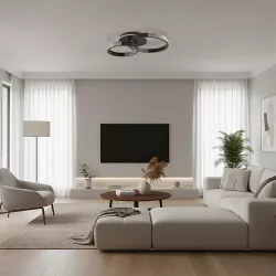 kelvo® DIAMOND KLV-101-0223 Φωτιστικό Οροφής LED 67W 6700lm 360° AC 220-240V IP20 Ρυθμιζόμενο Λευκό CCT με Χειριστήριο από 2700K έως 6000K Dimmable - Lumileds SMD Chip - Μαύρο Ματ - Μ60 x Π40 x Υ14cm - 3 Χρόνια Εγγύηση