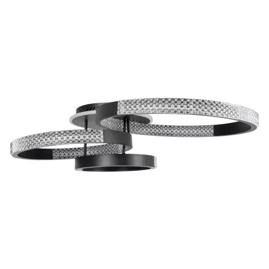 kelvo® DIAMOND KLV-101-0223 Φωτιστικό Οροφής LED 67W 6700lm 360° AC 220-240V IP20 Ρυθμιζόμενο Λευκό CCT με Χειριστήριο από 2700K έως 6000K Dimmable - Lumileds SMD Chip - Μαύρο Ματ - Μ60 x Π40 x Υ14cm - 3 Χρόνια Εγγύηση