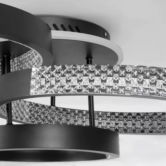 kelvo® DIAMOND KLV-101-0223 Φωτιστικό Οροφής LED 67W 6700lm 360° AC 220-240V IP20 Ρυθμιζόμενο Λευκό CCT με Χειριστήριο από 2700K έως 6000K Dimmable - Lumileds SMD Chip - Μαύρο Ματ - Μ60 x Π40 x Υ14cm - 3 Χρόνια Εγγύηση