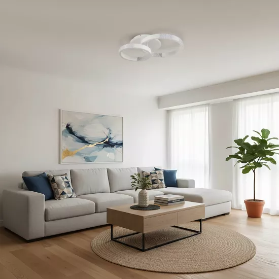 kelvo® DIAMOND KLV-101-0224 Φωτιστικό Οροφής LED 67W 6700lm 360° AC 220-240V IP20 Ρυθμιζόμενο Λευκό CCT με Χειριστήριο από 2700K έως 6000K Dimmable - Lumileds SMD Chip - Λευκό Ματ - Μ60 x Π40 x Υ14cm - 3 Χρόνια Εγγύηση