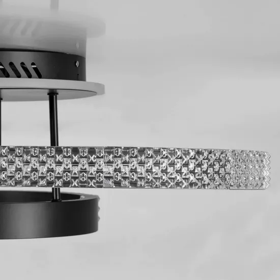 kelvo® DIAMOND KLV-101-0226 Φωτιστικό Οροφής LED 100W 10000lm 360° AC 220-240V IP20 Ρυθμιζόμενο Λευκό CCT με Χειριστήριο από 2700K έως 6000K Dimmable - Lumileds SMD Chip - Μαύρο Ματ - Μ80 x Π50 x Υ20cm - 3 Χρόνια Εγγύηση