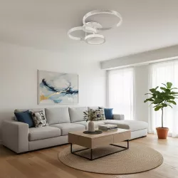 kelvo® DIAMOND KLV-101-0227 Φωτιστικό Οροφής LED 100W 10000lm 360° AC 220-240V IP20 Ρυθμιζόμενο Λευκό CCT με Χειριστήριο από 2700K έως 6000K Dimmable - Lumileds SMD Chip - Λευκό Ματ - Μ80 x Π50 x Υ20cm - 3 Χρόνια Εγγύηση