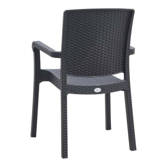 Πολυθρόνα κήπου πολυπροπυλενίου με πλέξη ραττάν χρώμα μαύρο 56x60x86,5εκ.