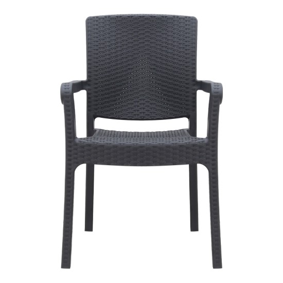 Πολυθρόνα κήπου πολυπροπυλενίου με πλέξη ραττάν χρώμα μαύρο 56x60x86,5εκ.