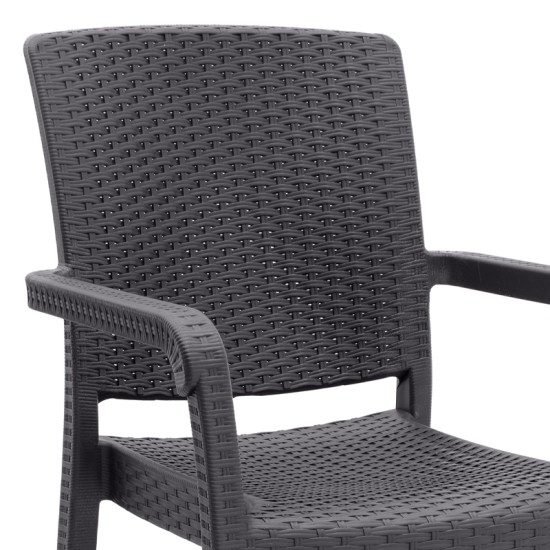 Πολυθρόνα κήπου πολυπροπυλενίου με πλέξη ραττάν χρώμα καφέ 56x60x86,5εκ.