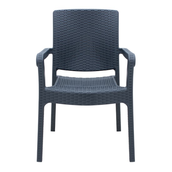 Πολυθρόνα κήπου πολυπροπυλενίου με πλέξη ραττάν χρώμα γκρι 56x60x86,5εκ.