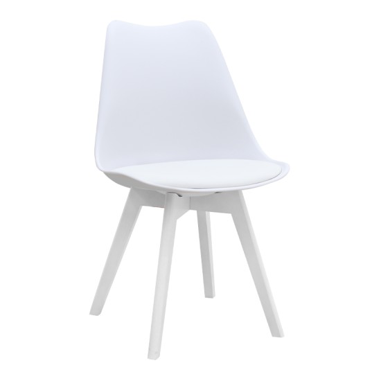 Καρέκλα τραπεζαρίας Viva  PP - PU λευκό - ξύλινο λευκό πόδι 48,5x54x80εκ.