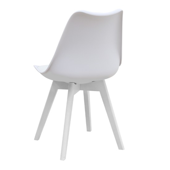 Καρέκλα τραπεζαρίας Viva  PP - PU λευκό - ξύλινο λευκό πόδι 48,5x54x80εκ.