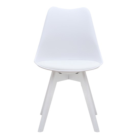 Καρέκλα τραπεζαρίας Viva  PP - PU λευκό - ξύλινο λευκό πόδι 48,5x54x80εκ.