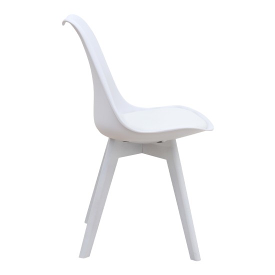 Καρέκλα τραπεζαρίας Viva  PP - PU λευκό - ξύλινο λευκό πόδι 48,5x54x80εκ.