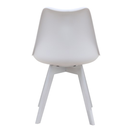 Καρέκλα τραπεζαρίας Viva  PP - PU λευκό - ξύλινο λευκό πόδι 48,5x54x80εκ.