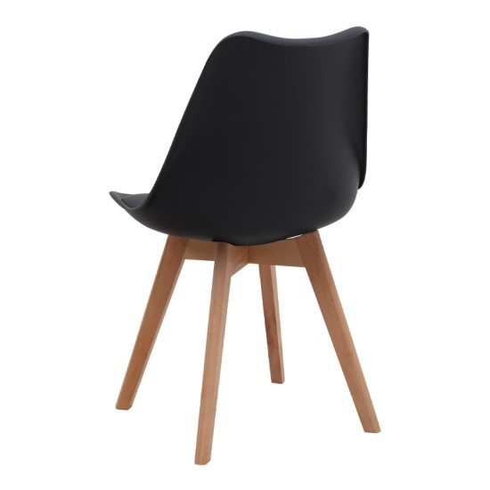 Καρέκλα τραπεζαρίας Viva  PP - PU μαύρο - ξύλινο φυσικό πόδι 48,5x54x80εκ.