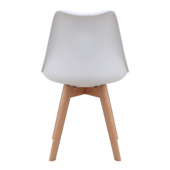 Καρέκλα τραπεζαρίας Viva  PP - PU λευκό - ξύλινο φυσικό πόδι 48,5x54x80εκ.