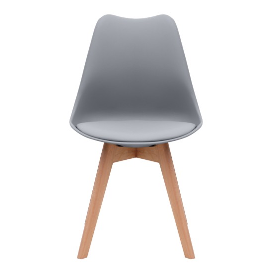 Καρέκλα τραπεζαρίας Viva  PP - PU γκρι - ξύλινο φυσικό πόδι 48,5x54x80εκ.
