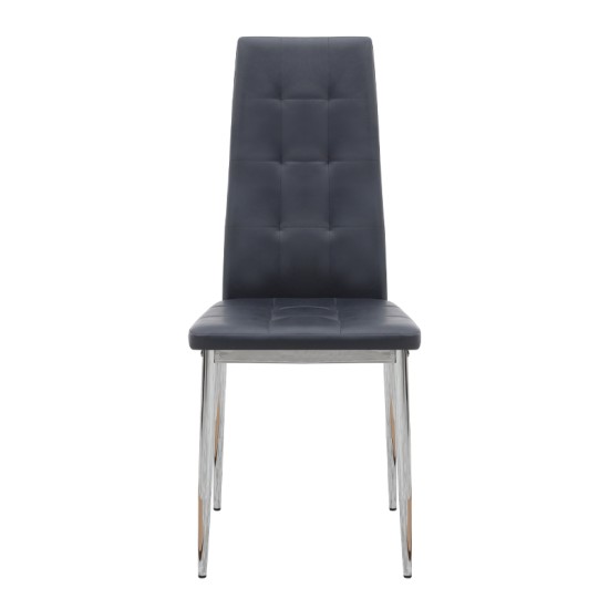 Καρέκλα τραπεζαρίας Rosa  μαύρο PU - μεταλλικό πόδι χρωμίου 41x48x98εκ.