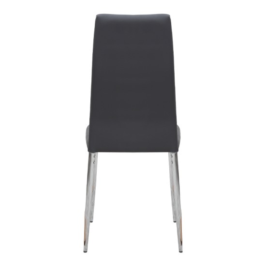 Καρέκλα τραπεζαρίας Rosa  μαύρο PU - μεταλλικό πόδι χρωμίου 41x48x98εκ.