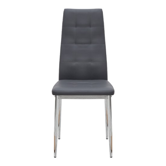 Καρέκλα τραπεζαρίας Rosa  γκρι PU - μεταλλικό πόδι χρωμίου 41x48x98εκ.