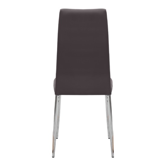 Καρέκλα τραπεζαρίας Rosa  καφέ PU - μεταλλικό πόδι χρωμίου 41x48x98εκ.