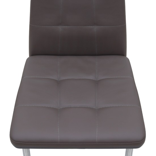 Καρέκλα τραπεζαρίας Rosa  καφέ PU - μεταλλικό πόδι χρωμίου 41x48x98εκ.