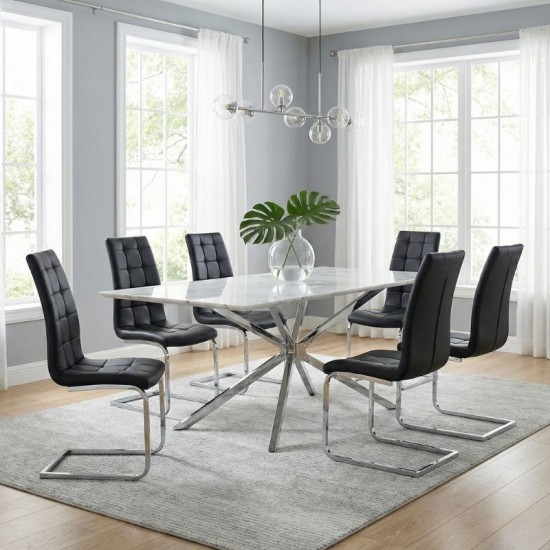 Καρέκλα τραπεζαρίας Vela  μαύρο PU - μεταλλική βάση χρωμίου 41x61x107εκ.