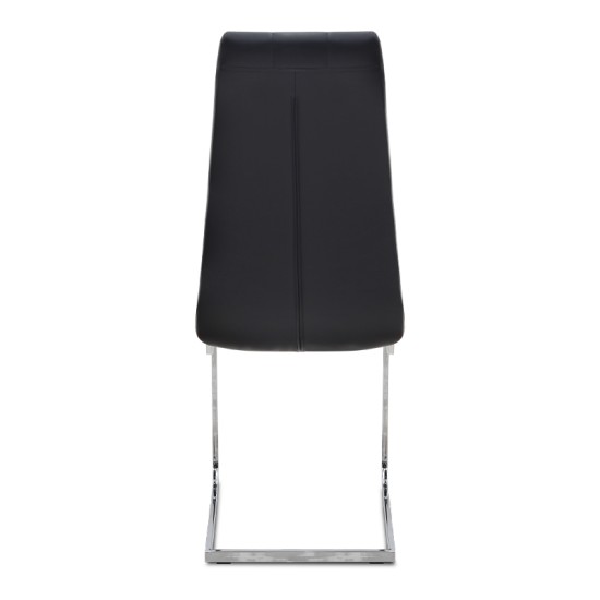 Καρέκλα τραπεζαρίας Vela  μαύρο PU - μεταλλική βάση χρωμίου 41x61x107εκ.