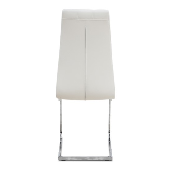 Καρέκλα τραπεζαρίας Vela  λευκό PU - μεταλλική βάση χρωμίου 41x61x107εκ.