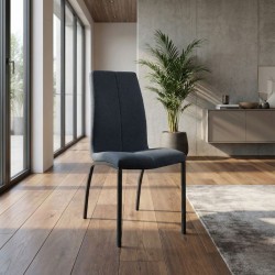 Καρέκλα τραπεζαρίας Fina  ανθρακί ύφασμα - μεταλλικό μαύρο πόδι 43x58x95εκ.