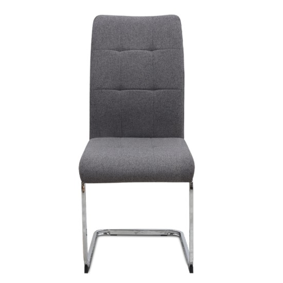 Καρέκλα τραπεζαρίας Laura  γκρι ύφασμα - μεταλλική βάση χρωμίου 42x58x98εκ.