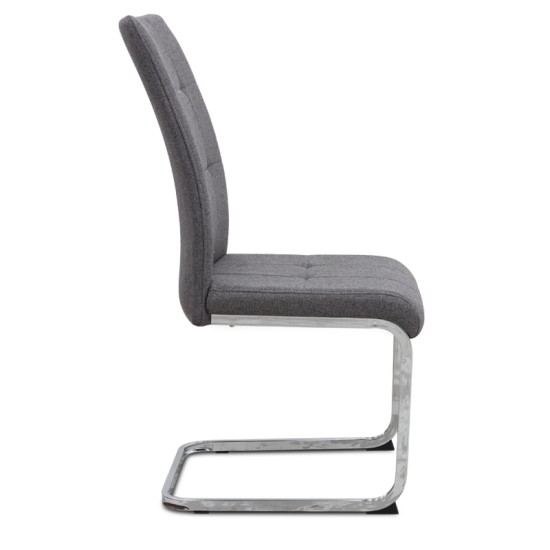 Καρέκλα τραπεζαρίας Laura  γκρι ύφασμα - μεταλλική βάση χρωμίου 42x58x98εκ.