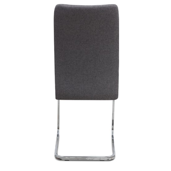 Καρέκλα τραπεζαρίας Laura  γκρι ύφασμα - μεταλλική βάση χρωμίου 42x58x98εκ.