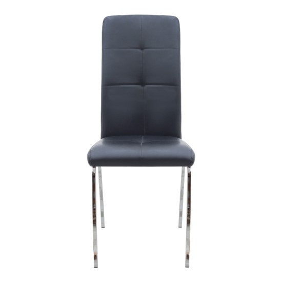 Καρέκλα τραπεζαρίας Alma  μαύρο PU - μεταλλικό πόδι χρωμίου 42x53x97εκ.