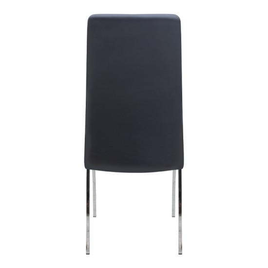 Καρέκλα τραπεζαρίας Alma  μαύρο PU - μεταλλικό πόδι χρωμίου 42x53x97εκ.