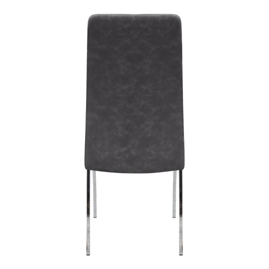 Καρέκλα τραπεζαρίας Alma  γκρι PU - μεταλλικό πόδι χρωμίου 42x53x97εκ.