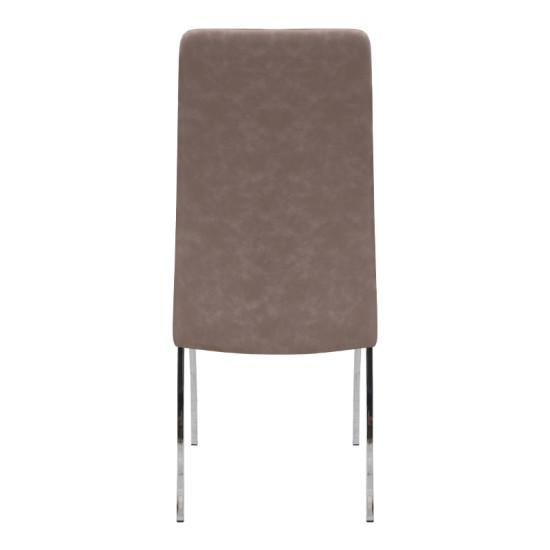 Καρέκλα τραπεζαρίας Alma  μπεζ PU - μεταλλικό πόδι χρωμίου 42x53x97εκ.