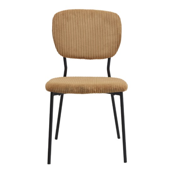 Καρέκλα τραπεζαρίας Kevin  μουσταρδί ύφασμα - μεταλλικό μαύρο πόδι 48x51x87εκ.