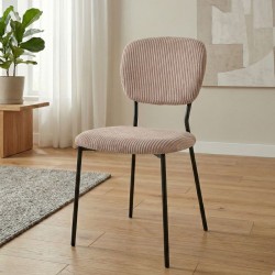 Καρέκλα τραπεζαρίας Kevin  μόκα ύφασμα - μεταλλικό μαύρο πόδι 48x51x87εκ.