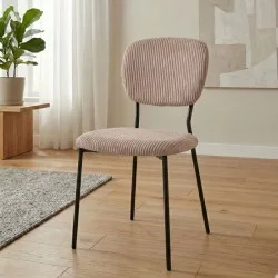 Καρέκλα τραπεζαρίας Kevin  μόκα ύφασμα - μεταλλικό μαύρο πόδι 48x51x87εκ.