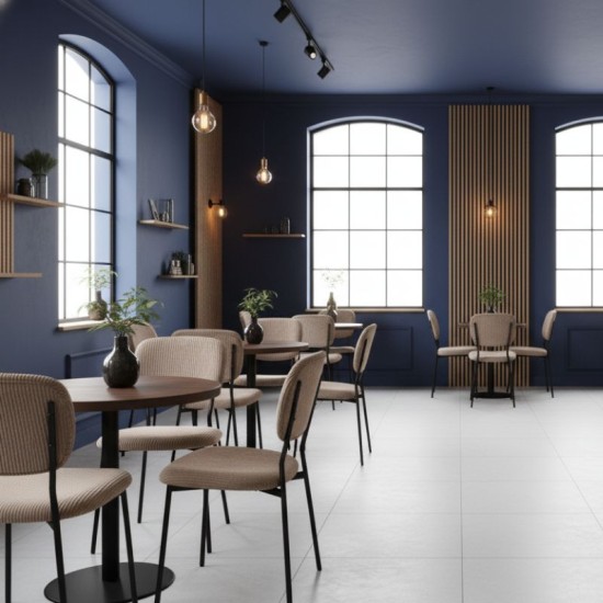 Καρέκλα τραπεζαρίας Kevin  μόκα ύφασμα - μεταλλικό μαύρο πόδι 48x51x87εκ.