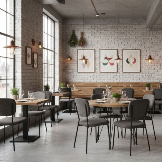 Καρέκλα τραπεζαρίας Kevin  γκρι ύφασμα - μεταλλικό μαύρο πόδι 48x51x87εκ.