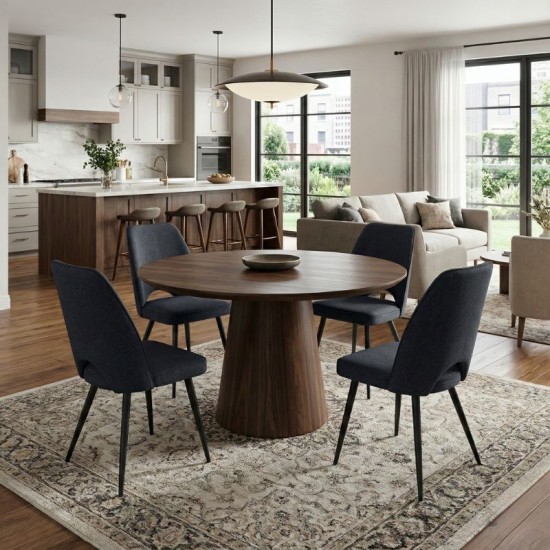 Καρέκλα τραπεζαρίας Christy  ανθρακί ύφασμα - μεταλλικό μαύρο πόδι 47x59x90εκ.