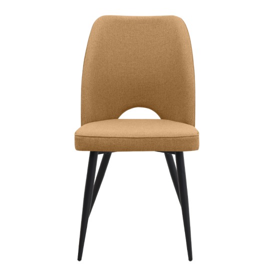 Καρέκλα τραπεζαρίας Christy  μουσταρδί ύφασμα - μεταλλικό μαύρο πόδι 47x59x90εκ.