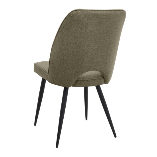Καρέκλα τραπεζαρίας Christy  λαδί ύφασμα - μεταλλικό μαύρο πόδι 47x59x90εκ.