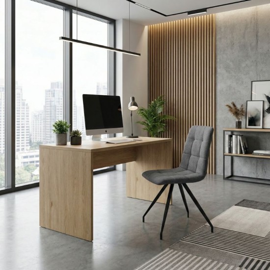 Καρέκλα τραπεζαρίας Bianca  γκρι ύφασμα - μεταλλικό μαύρο πόδι 43x56x84εκ.