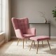 Πολυθρόνα - Μπερζέρα με υποπόδιο Lily  σάπιο μήλο βελούδο - μεταλλικό πόδι χρώμα φυσικό 70x62x98εκ.