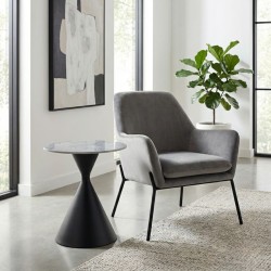 Τραπεζάκι βοηθητικό Logan  sintered stone - μέταλλο χρώμα γκρι εφέ μαρμάρου - μαύρο Ø50x56εκ.