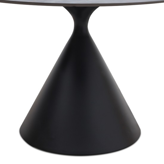 Τραπέζι Logan  sintered stone - μέταλλο χρώμα γκρι εφέ μαρμάρου - μαύρο Ø120x72εκ.